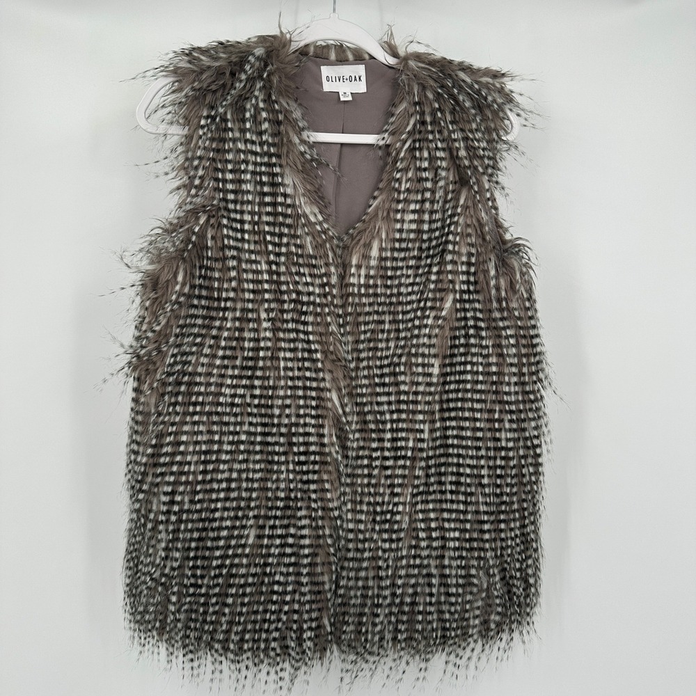 Womens Size XS Faux Fur Vest Boho Festival Shaggy Feather Look Luxe Indie Sleaze